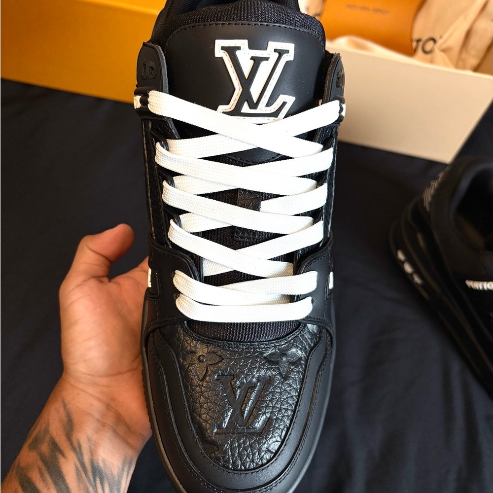 Louis Vuitton Men's Black and White Sneakers - Picture 1 of 6